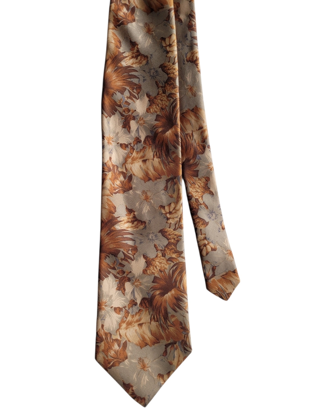 Vintage Silk Tie Made In Italy Floral Brown Tan And Blue
